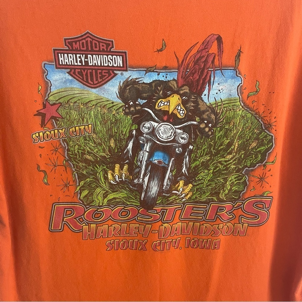 Harley Davidson tee-shirt Rooster’s Sioux City, Iowa 2015 size 2X orange